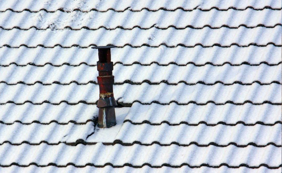 A roof covered in snow.