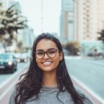 woman wearing black eyeglasses