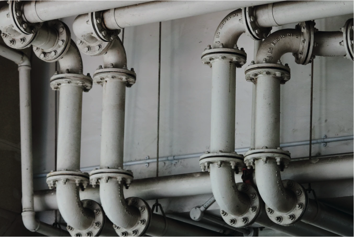 A bunch of plumbing pipes.