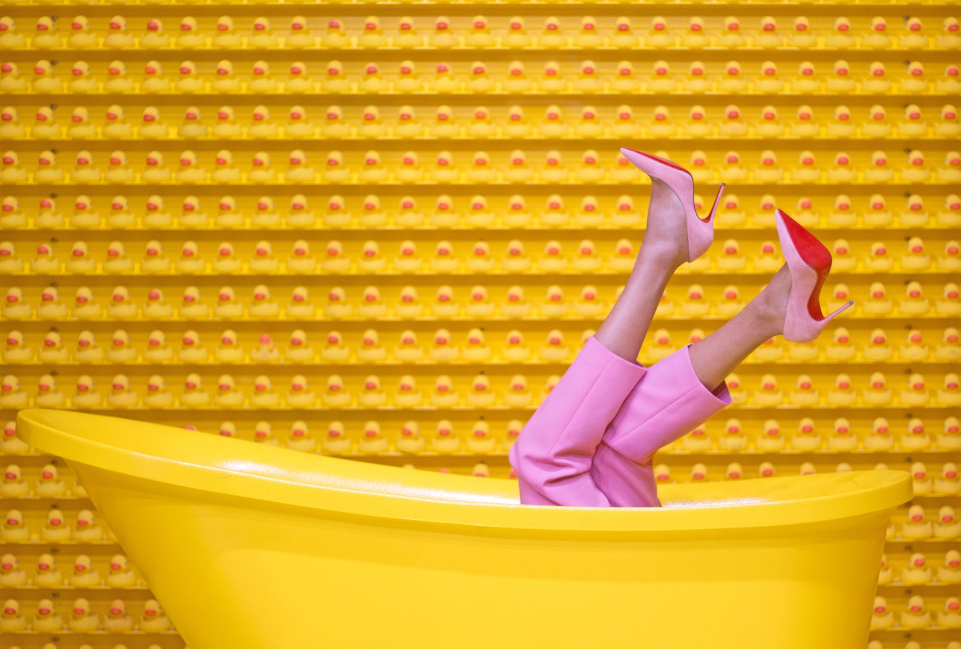 yellow steel bathtub