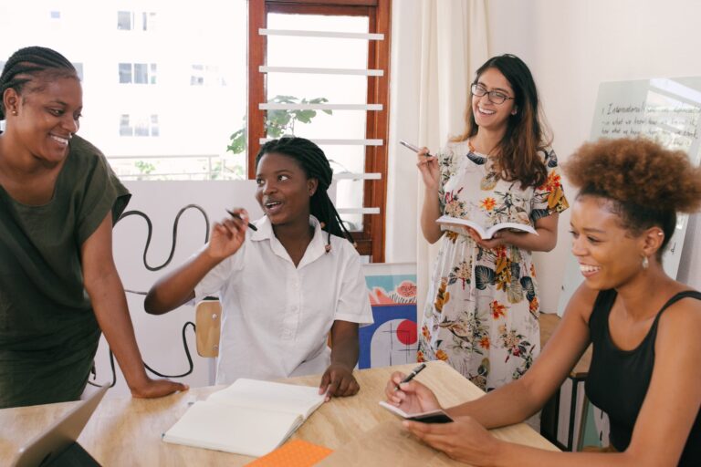 photo of women laughing