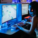 woman playing computer game
