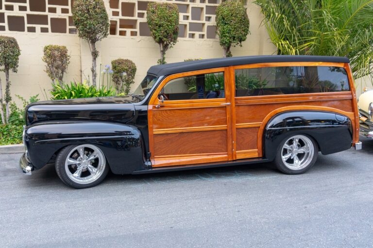 vintage black and brown station wagon