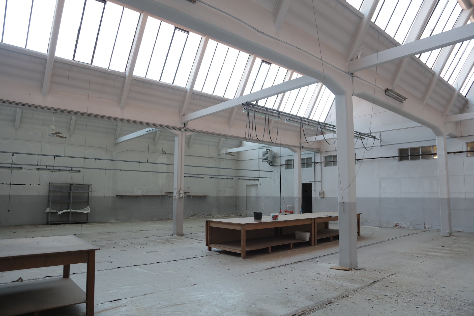 modern interior of spacious empty warehouse