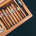 A humidor storing cigars