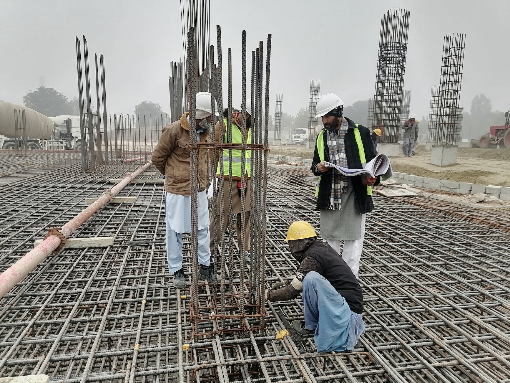 men working on a construction site