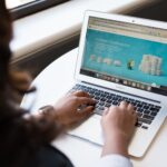 Person sitting at computer.