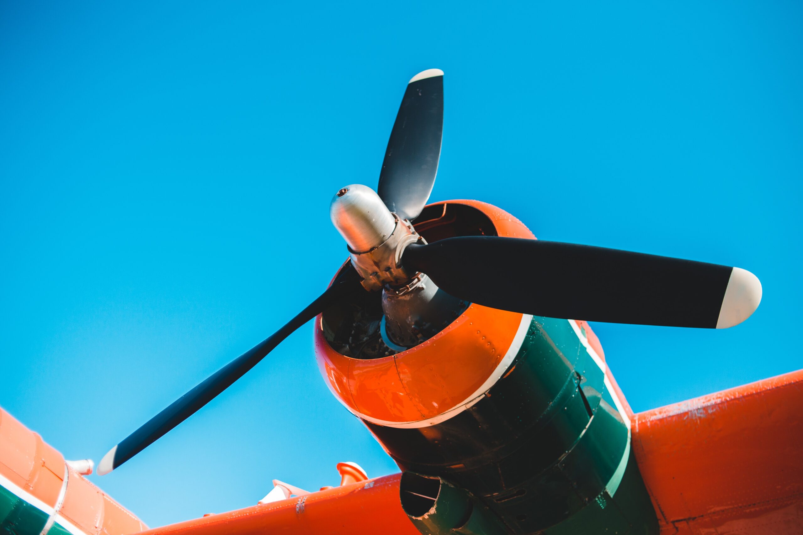 Close up shot of the front of an airplane.