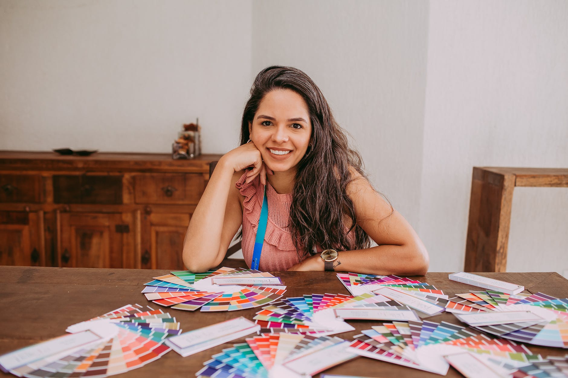 variety of swatches on wooden table