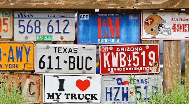 A series of license plates