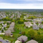 A picture of a neighborhood taken from the air