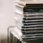 Stack of CDs on a table