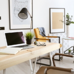 A furnished work desk at home.