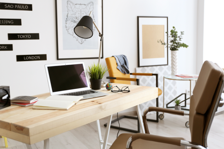 A furnished work desk at home.