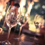 Wine glasses on a table