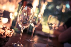 Wine glasses on a table