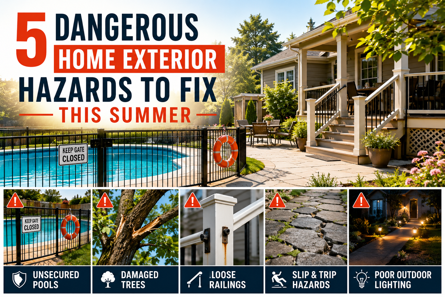 5 Dangerous Home Exterior Hazards to Fix This Summer